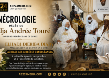 Nécrologie : Décès de Hadja Andrée Touré, ancienne Première Dame de Guinée – ELHADJ DIERIBA DIABY ambassadeur de la paix en Guinée adresse ses sincères condoléances